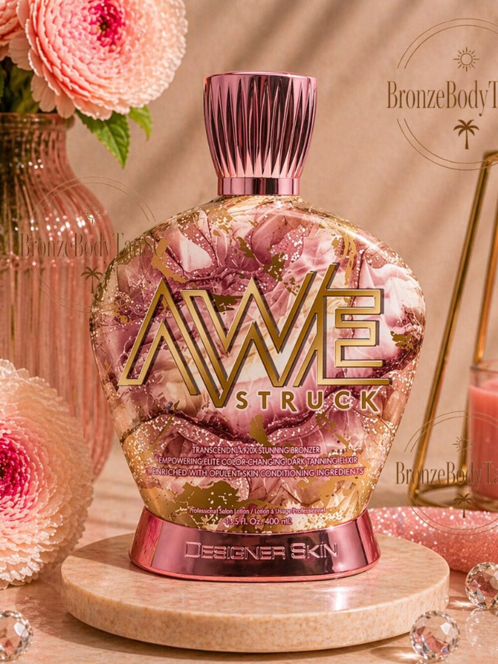 ☀️ AWESTRUCK ☀️ Invincible Bronzer Dark Tanning Lotion -Designer Skin AWE STRUCK